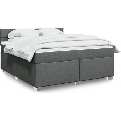 Boxspringbett mit Matratze Dunkelgrau 180x200 cm Stoff