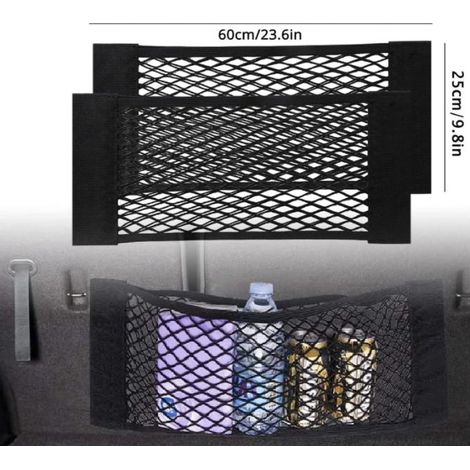 Sac filet de coffre Filet à bagages de voiture,filet de coffre universel filet de protection élastique Filet de rangement du coffre Avec velcro pour filet de coffre de voiture / SUV en nylon (1/5)