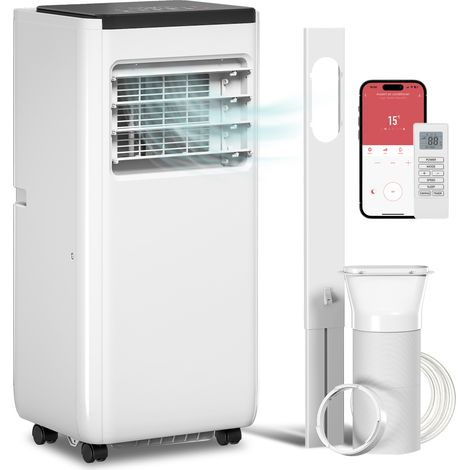 HOMCOM aire acondicionado portátil 10.000 btu, 4 en 1 con wifi, enfriamiento, deshumidificador, ventilador, temporizador, pantalla led, para 30 m²