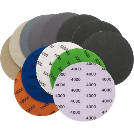 25 pezzi di dischi abrasivi a umido/asciutto, dischi di carta abrasiva, carta vetrata rotonda, grana 3000, 4000, 5000, 7000, 10000, per metallo, legno, mobili, pelle, automotive, gioielli (1/5)