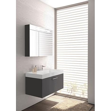 Ensemble de meubles de salle de bains ELISA série MAA anthracite brillant avec armoire à glace (1/5)