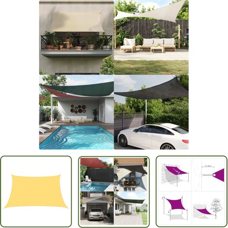 Voile toile d'ombrage parasol 160 g/m² 3/4 x 2 m PEHD beige (1/5)