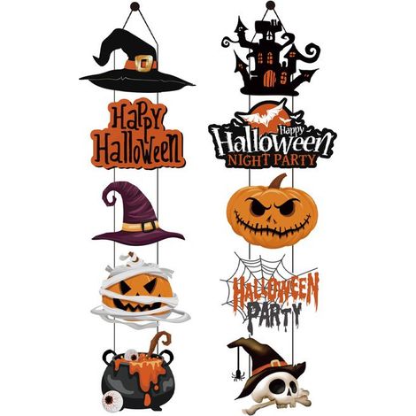 Décorations d'Halloween, bannière intérieure et extérieure, panneau de bienvenue pour porche, décoration pour porte, mur, Label (1/4)
