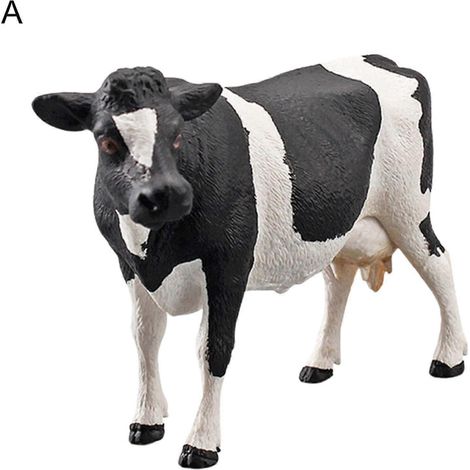 Figurine de vache Simmental en plastique massif, finition soignée, idéale pour la décoration de bureau.-A