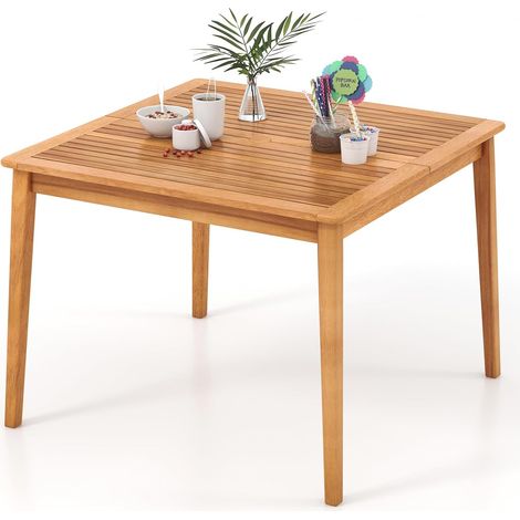 COSTWAY 100 x 100cm Outdoor Acacia Wood Dining Table for 4 People (1/5)