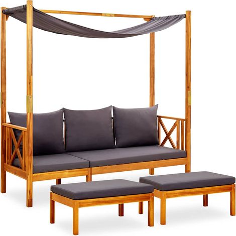 Banc de jardin avec auvent et repose-pieds Banquette de Jardin - Mobilier de jardin Bois d'acacia solide BV106072 - BonneVie (1/5)
