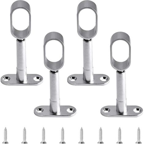 Lot de 4 supports de tringle de placard ovales réglables en alliage de zinc creux pour armoire, chambre à coucher, salle de bain (1/4)