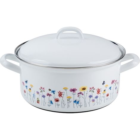 Cacerola Riess Flora con tapa Ø20cm esmaltada Country