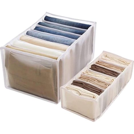 Organizzatore per armadio, organizer per cassetti, scatola divisoria in rete, scatola porta leggings, set da 2 pezzi, scatola portaoggetti lavabile a 7 scomparti per armadio e vestiti