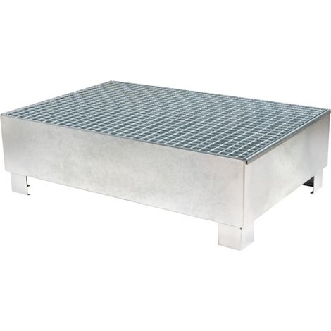 Bac de rétention galvanisé STIER pour 2 fûts de 200 litres, 1 200x800x360 mm (1/5)