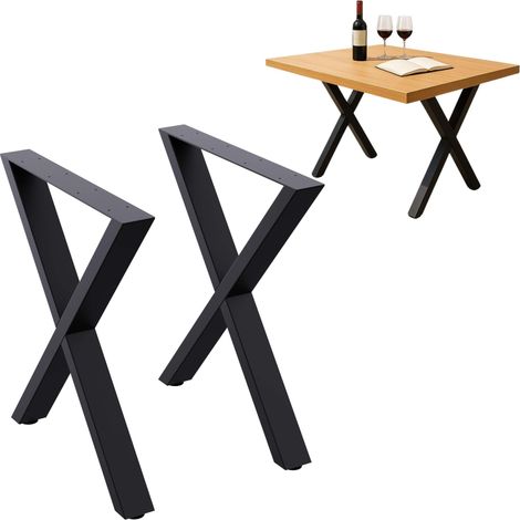 DanDiBo 2x Tischbeine Metall Schwarz 60 x 72 cm Tischgestell Höhenverstellbar 96665 Tischfüße Möbelfüße Tischkufen Esstisch Beine