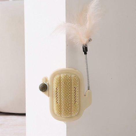 3-in-1 Wandbürste für Katzen mit Kratzbaum, Katzenminzeball und Federspielzeug. Kaktusförmige Wandbürste, geeignet für Wohnungskatzen. Ideal für Massage und Krallenwetzen. (1/5)