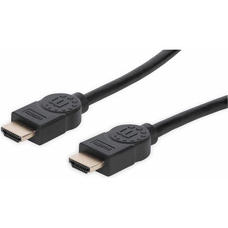 Manhattan Zertifiziertes Premium High Speed HDMI-Kabel mit Ethernet-Kanal, 4K@60Hz, HEC, ARC, 3D, 18 Gbit/s Bandbreite, HDMI-Stecker auf HDMI-Stecker, geschirmt, schwarz, 3 m (1/4)