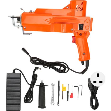 Pistolet à touffeter électrique orange pour tapis, machine à tresser et floquer portative 100-240V, prise UK (1/5)