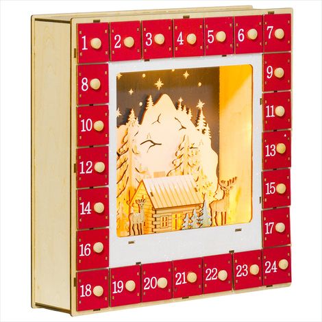 Décoration de Noël calendrier de l'Avent lumineux en bois avec (1/5)