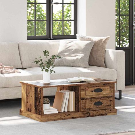Couchtisch mit Schubladen Altholz 90 x 50 x 35 cm Holzwerkstoff (1/5)