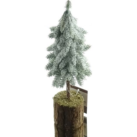 Kaemingk – Mini sapin de Noël décoratif – Vert moucheté de blanc, Ø 7 x H 26 cm