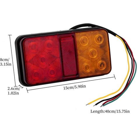 2PCS Feux Arrières LED Multifonctionnel Feux Remorque LED 12V Étanche Clignotant de Position Stationnement pour Camion Remorque Caravane Tracteur (1/4)