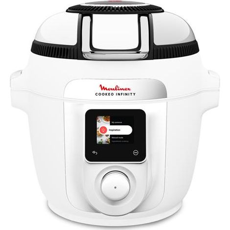 Multicuiseur Hp+Freidora de aire - 16 programas - Cubeta de 6,5 l - 7 personas - Wi-Fi - Accesorios incluidos (cesta de vapor + bandeja para freidora de aire) - Blanco - Gpe S