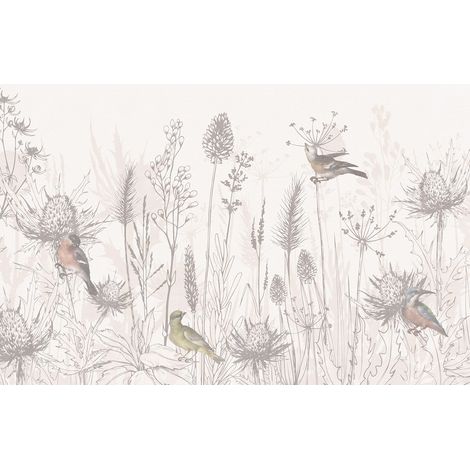 Papier peint panoramique Enfants - Herbes Oiseaux - 130 cm x 83 cm (1/2)