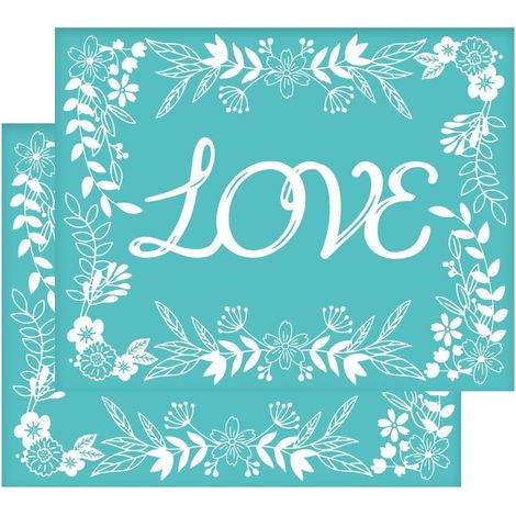 Pochoirs d'écran en soie réutilisables avec bords de fleurs d'amour – Pochoirs autocollants pour décoration d'intérieur – Peinture sur bois/tissu/mur/tasse/assiette/verre/papier – 21,6 x 28 cm (1/5)