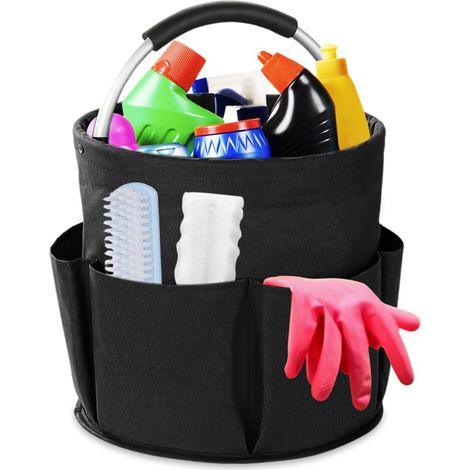 Panie Menage Pofessionnel,angement Poduit Nettoyage Voitue,Panie Femme de Menage Tanspotable,Seau angement Menage,Oganisateu Poduit Ménage,Boite angement Poduit Entetien-Noi