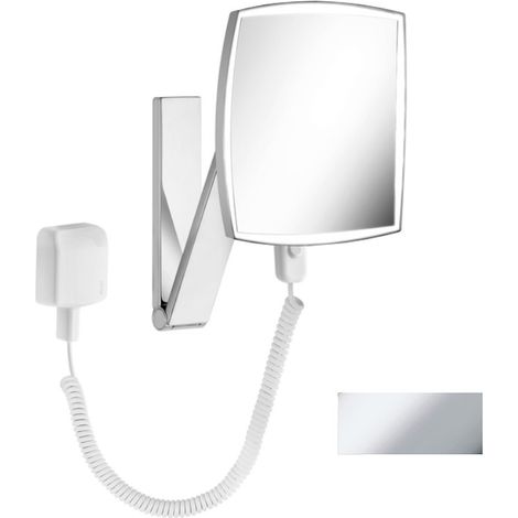 Miroir grossissant iLookmove 200 x 200 mm, éclairé, bloc d'alimentation 12 V, finition aluminium KEUCO (1/3)