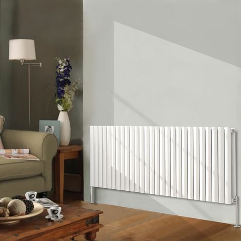 NRG Designer Radiator White Oval Column Central Heating Rads Horizontal 600x1593mm Double