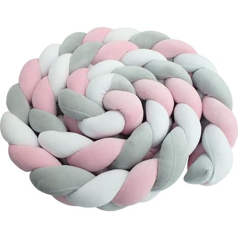 Coussin doux noué, tour de lit bébé tissé 3M rose, ensemble complet