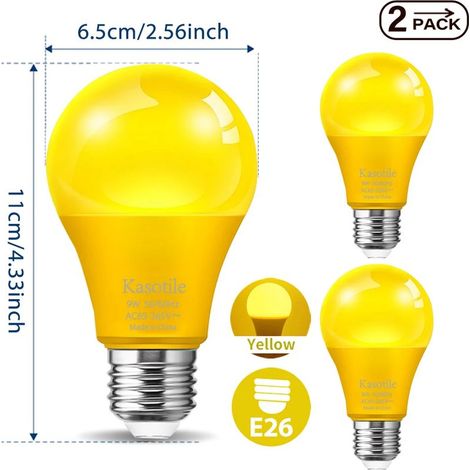 Lampes de croissance pour plantes (2 ampoules jaunes par boîte, deux boîtes, 9 W) Ampoule LED couleur E26 E27 9 W à économie d'énergie pour décoration de mariage, maison, fête et scène (1/5)