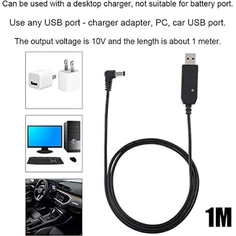 Cable Adaptateur Secteur USB Chargeur USB (9-10.8V) Cable transformateur pour UV-5R UV-82 BF-F8HP UV UV-9R Plus (1/5)