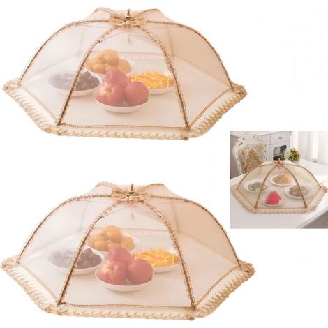 Lot de 2 filets anti-mouches pliables en maille de qualité supérieure pour l'extérieur, la cuisine, le jardin, les fêtes, les barbecues (2 pièces, 70 x 70 cm) (1/5)