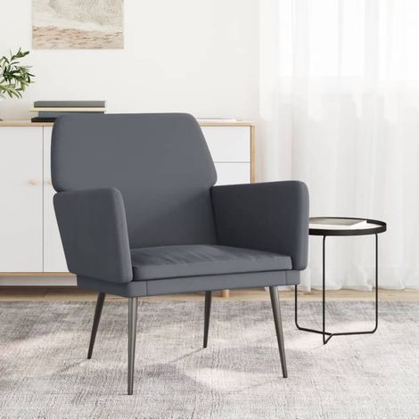 Fauteuil Relax - Fauteuil Salon Gris foncé 62x79x79 cm Velours BV581836 - BonneVie (1/5)