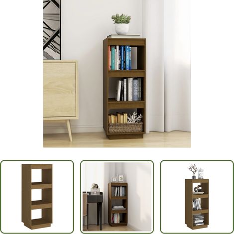 Étagère décorative - Bibliothèque/Séparateur de pièce Marron miel Bois de pin massif (1/5)
