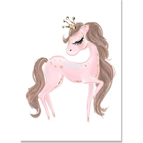 Tableau Mural En Toile - Décoration Murale Pour Chambre D Enfant - Motif Licorne Cisne Princesse - 1 Pièce