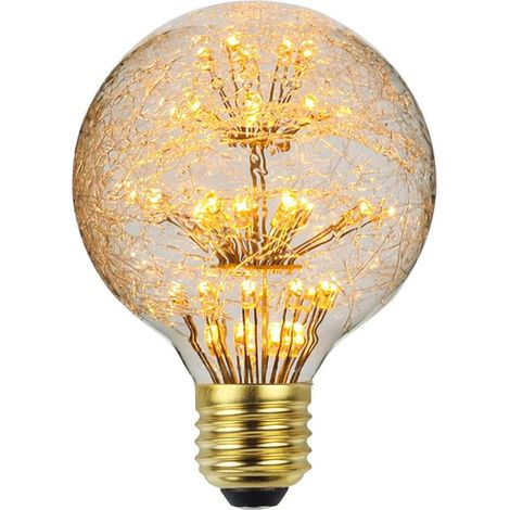 Vintage RGB LED-Glühbirne, Edison-Feuerwerksstil, G95 3W 220/240V E27 dekorative Glühbirne (G80 Fiberglas-Feuerwerksform)