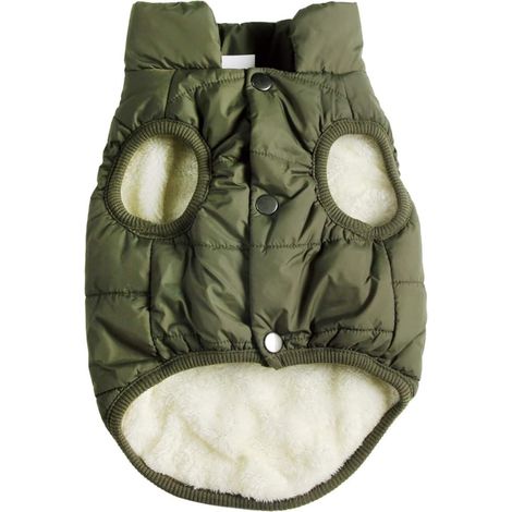 Dog Coat Windproof Dog Coat Fleece Lining 2 Layers Warm Soft Winter Jacket Green S (1/3)