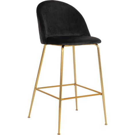 Sgabello da bar Vidin - nero - gambe in ottone (1/5)