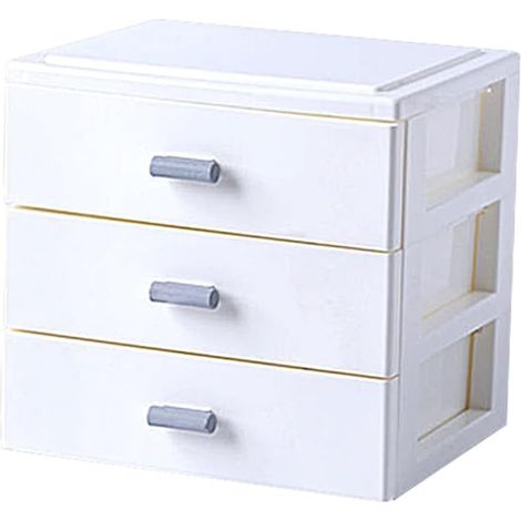 White Plastic Storage Box with 3 Layers and Drawers for Home