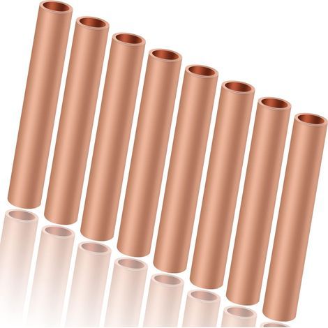 – Tube en cuivre pur creux 50 × 8 mm – Paroi intérieure épaissie – Bonne conductivité pour raccordement câbles – Lot de 8 pièces (1/5)
