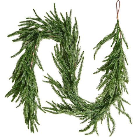 XEPHO Guirlande de Noël, 1,5 m, Guirlande de Pin Norfolk Artificiel, Décoration de Noël Verte, pour Intérieur, Extérieur, sur Table, Manteau de Cheminées, Cheminées, à Suspendre, à Poser, Couronnes