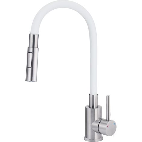 Neo Robinet de cuisine moderne blanc 225 mm hauteur (1/5)