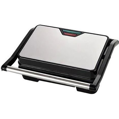 Appareil à panini portable, grill et presse-sandwich, jusqu'à 6 tranches, 850 W, double face chauffante, revêtement antiadhésif, acier inoxydable de qualité alimentaire, poignée isolante, idéal pour l (1/3)