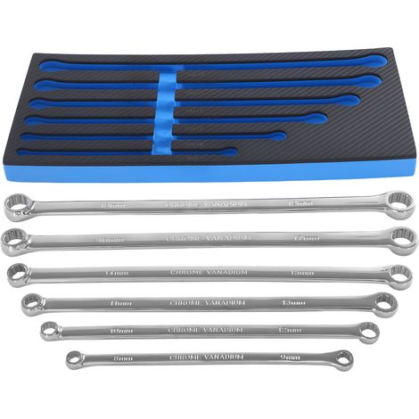 6 Piece Box End Wrench Set Extra Long Metric 8-19mm 12 Point Heavy Duty (1/5)