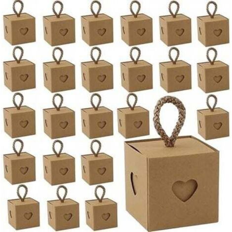 Emballage Cadeau Boite, 30 Pièces Boite Dragees Mariage, Boite Cadeau Carton, Boîte Cadeau Vide,Mini Petite Boite Kraft Boite a Bonbon pour Chocolat, Anniversaire Fête,Saint Valentin,Marron (1/4)