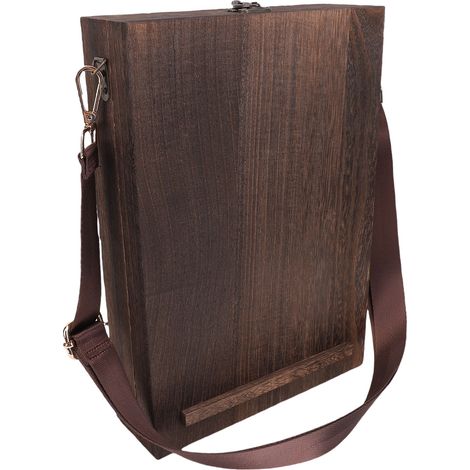 Boîte à dessin bois porte-messages artisanale multifonction sac coursier atelier peintre transportable rangement pinceaux chevalet avec planche et bandoulière (1/5)