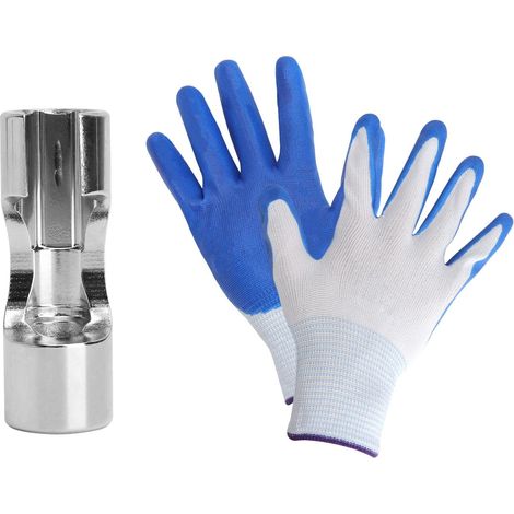 3/8" Chrome Vanadium Steel RV Lambda Probe Socket Wrenches and Gloves for Thermostats, Temperature Sensors, Pipe Disassembly and Repair (14mm) (1/5)