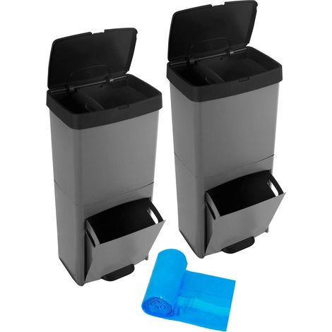 Cubo de Basura para Reciclaje Triple 70L  3 Compartimentos con Pedal y Tapa Hermetica  Vertical y Ergonómico  Duradero