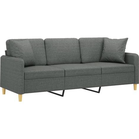 Sofá de 3 plazas con cojines tela gris oscuro 180 cm vidaXL