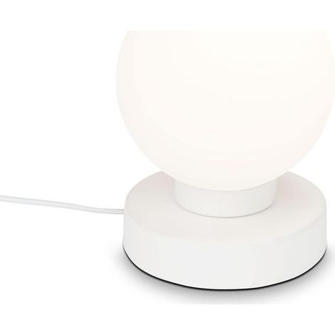 Lampe de chevet avec interrupteur à câble, verre opale, culot E14 max. 25 W, lampe de table, lampe de bureau et lecture, 12,6 x 15,7 cm, blanc (1/4)